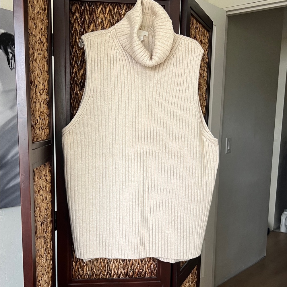 H&M Ribbed Sleeveless Turtleneck Sweater / mini dress Cream color sizeXL